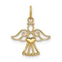 14K Yellow Gold Polished Small Angel Pendant with Heart view 3
